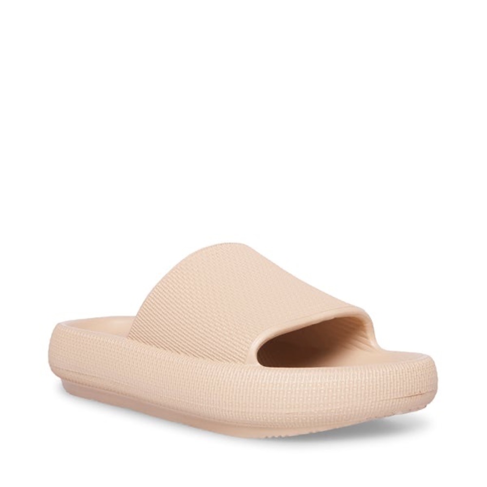 STEVE MADDEN Squishy Scuba Slides Peep Toe Foam Platform Sandals Tan Size 9 - Picture 4 of 8